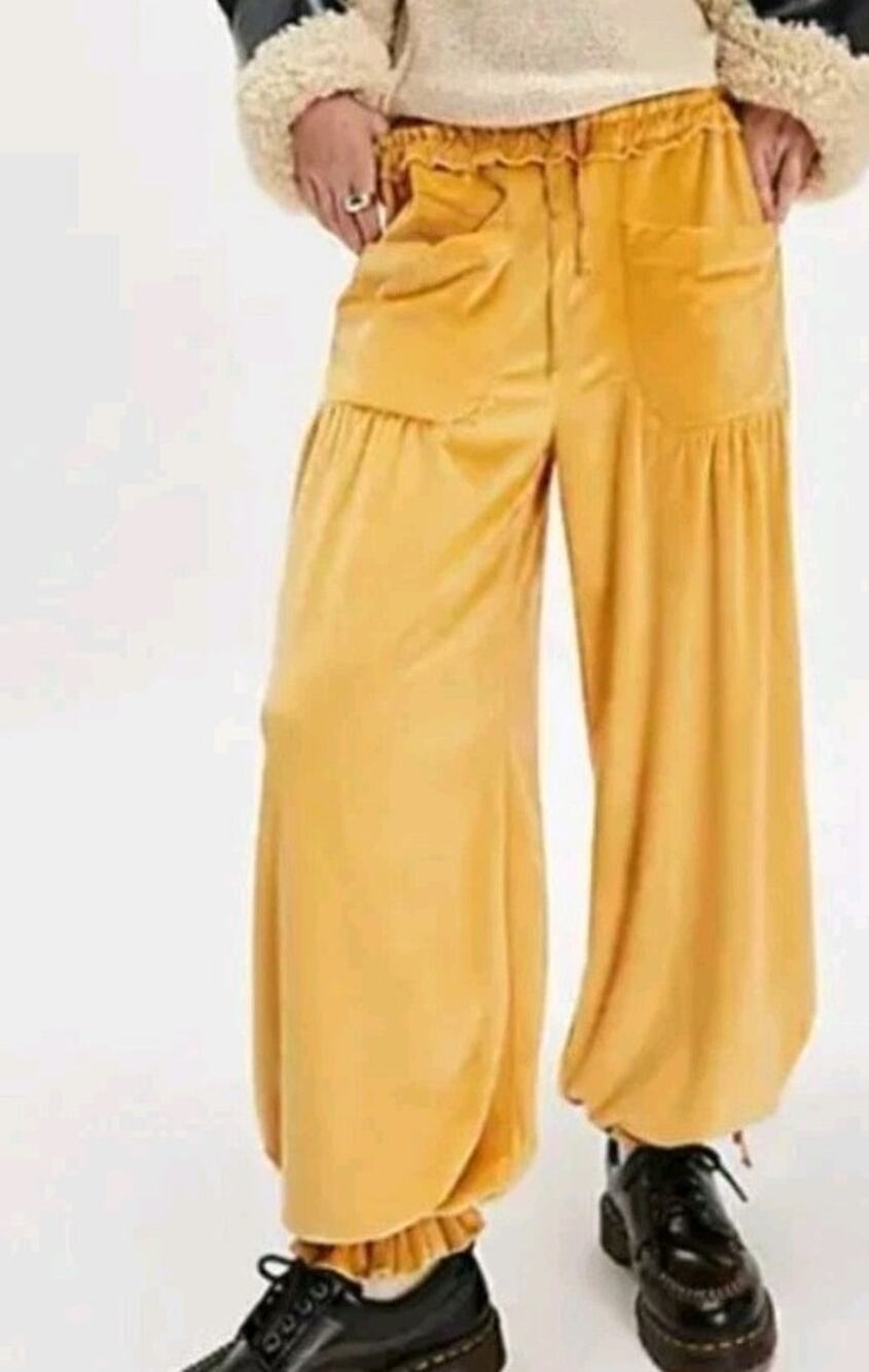 Free People Velour Parachute Pants Sz Large New
